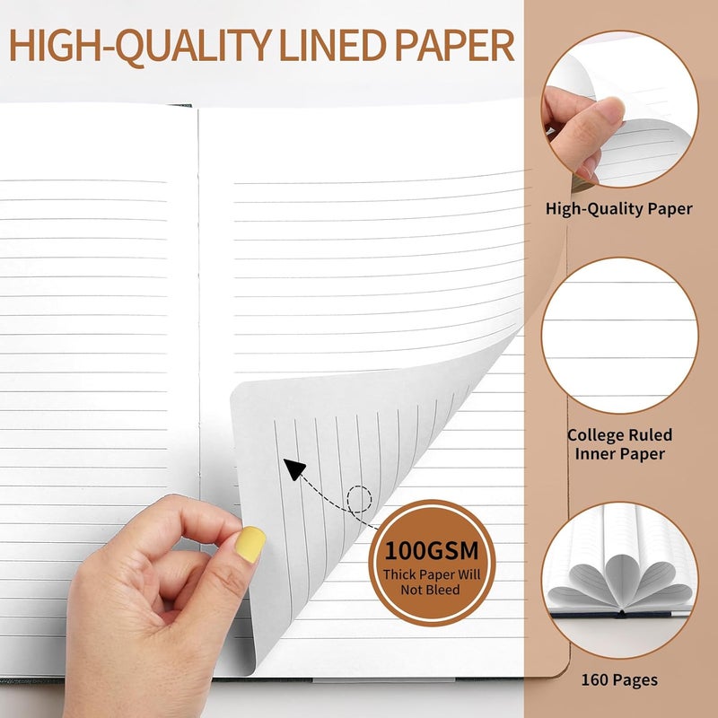 TSFPapier A5 Lined Journal Notebook – Hardcover Fabric Cover 160 Pages 100 GSM Thick Paper With Elastic Band & Pen Holder College Ruled Writing Notebooks for Work School Travel Pink - Image 4